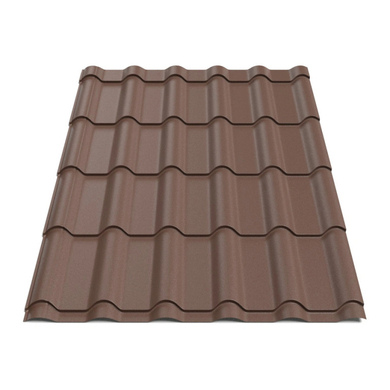 Металлочерепица Tile Ретро Индия 0,39 мм RAL 8017 шоколадно-коричневый