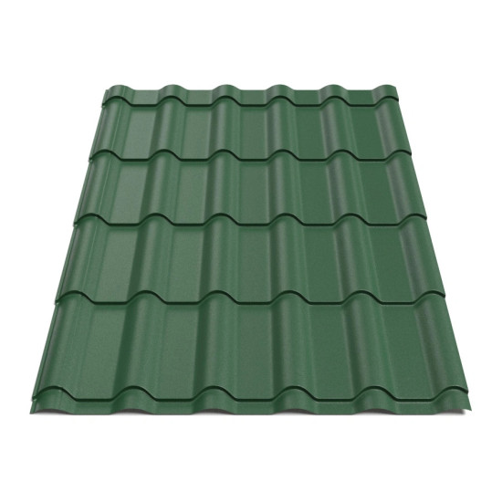 Металлочерепица Tile Ретро Индия 0,43 мм RAL 6005 зеленый
