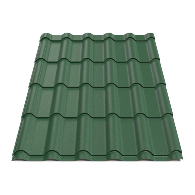 Металлочерепица Tile Ретро Индия 0,43 мм RAL 6005 зеленый