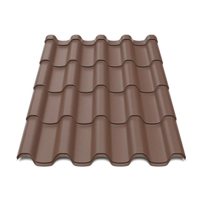 Металлочерепица Tile Премиум Индия 0,39 мм RAL 8017 шоколадно-коричневый