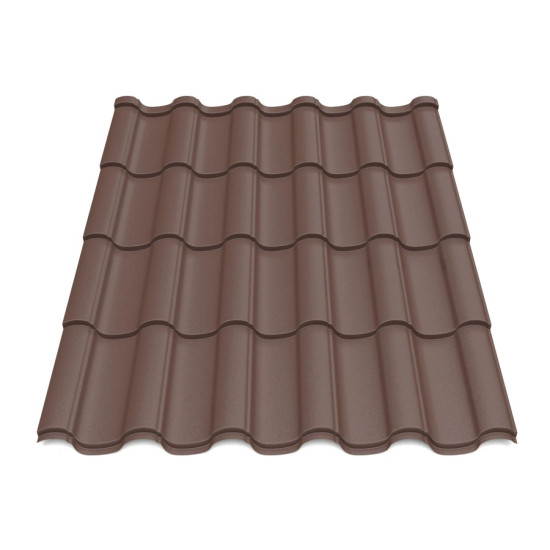 Металлочерепица Tile Элегант Индия 0,39 мм RAL 8017 шоколадно-коричневый