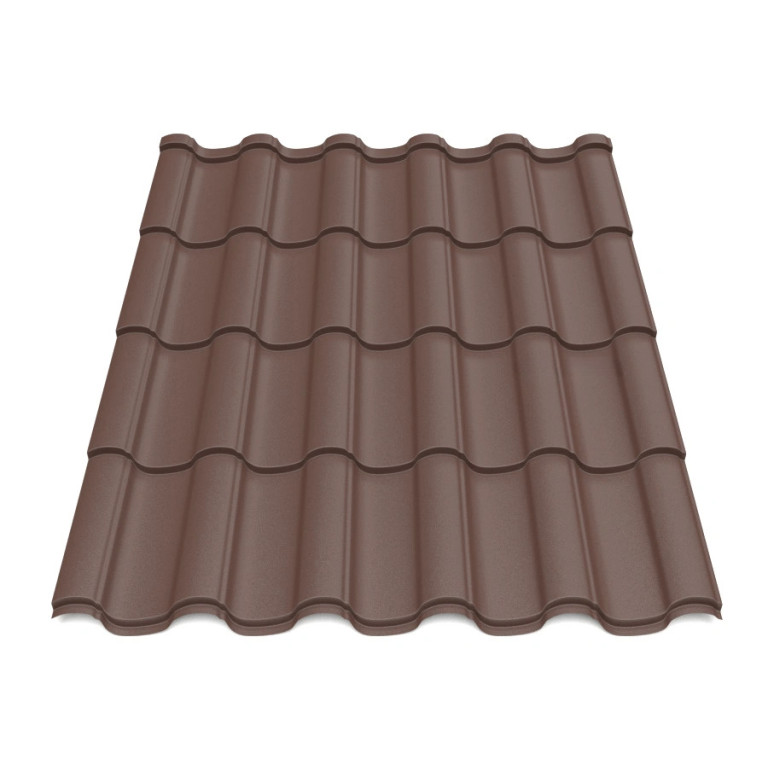 Металлочерепица Tile Элегант Индия 0,39 мм RAL 8017 шоколадно-коричневый