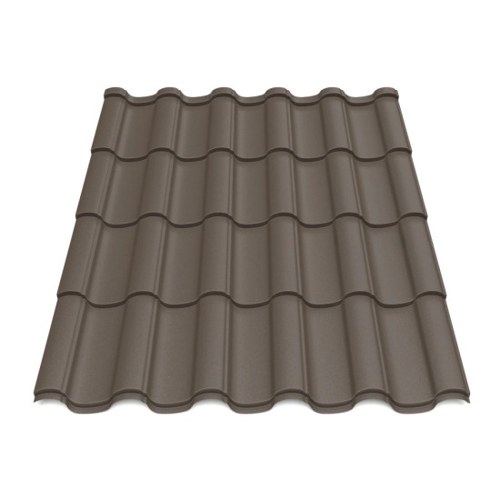 Металлочерепица Tile Элегант Словакия 0,45 мм RAL 8019 темно-коричневый