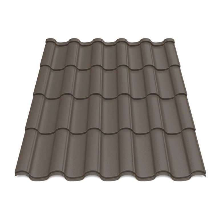 Металлочерепица Tile Элегант Словакия 0,45 мм RAL 8019 темно-коричневый