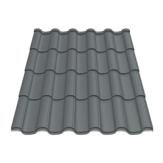 Металлочерепица Tile Элегант Индия 0,43 мм RAL 7024 серый