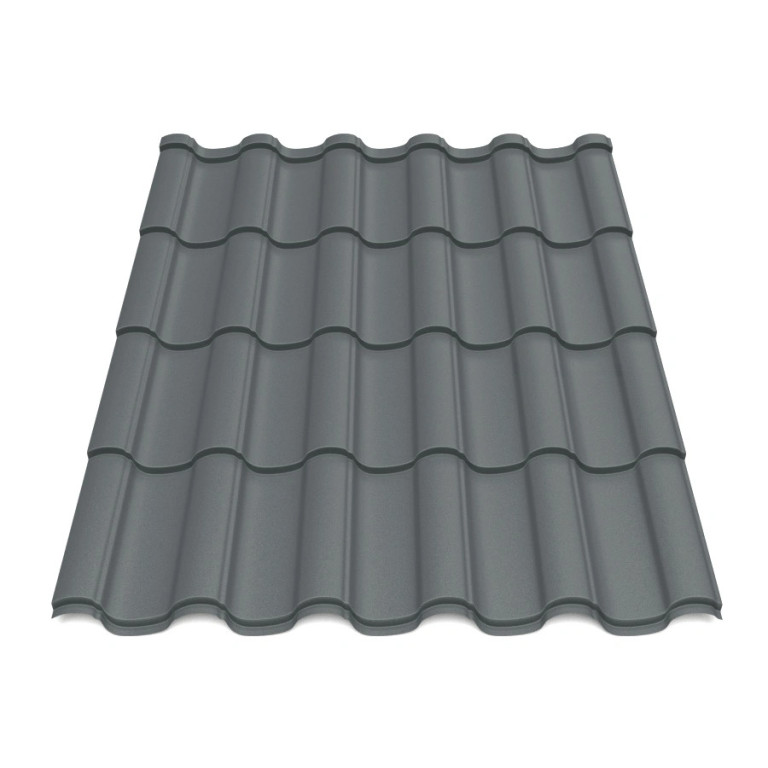 Металлочерепица Tile Элегант Индия 0,43 мм RAL 7024 серый