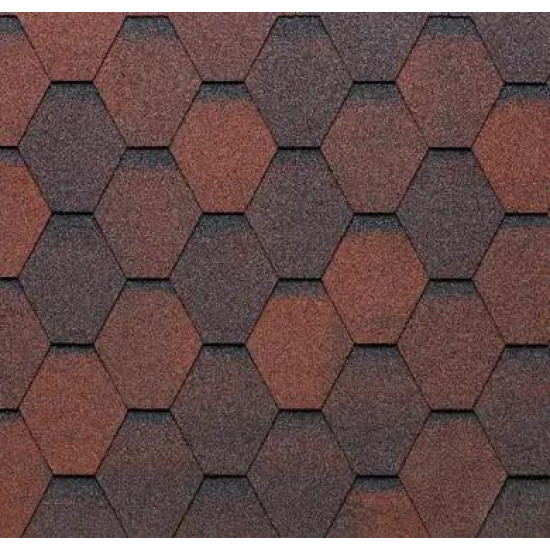Битумная черепица Tegola Eco Roof Hexagonal Shaded Red