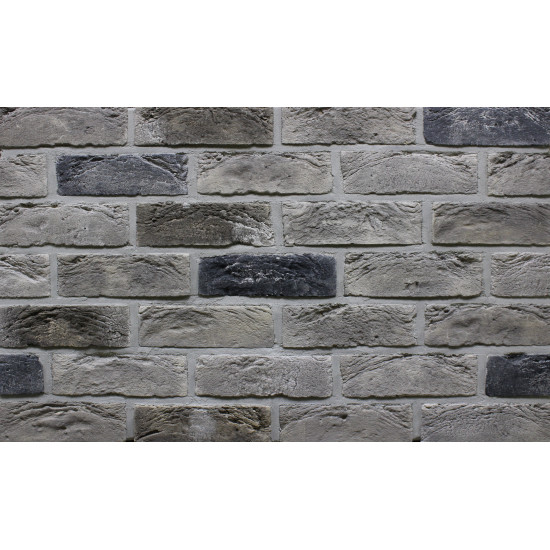 Фасадная плитка Loft Brick Квебек Серый с подпалом 210x65 мм