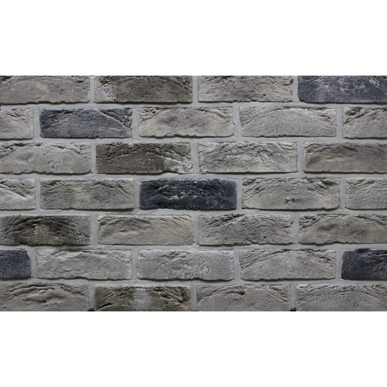 Фасадная плитка Loft Brick Квебек Серый с подпалом 210x65 мм