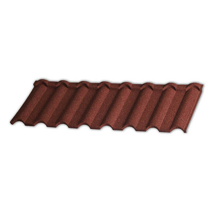 Кровля из композитной черепицы Gerard Milano Redwood с классическим профилем Красная композитная черепица Gerard Milano Redwood на кровле дома