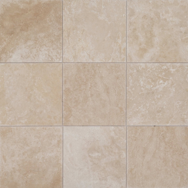 Природный камень Travertine NT в интерьере гостиной Бежевая плитка из травертина Classic Filled&Honed 61x61 см для современного интерьера