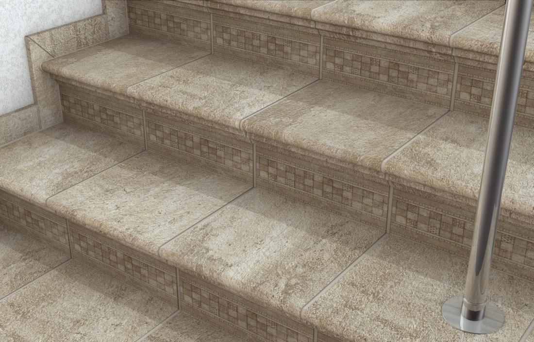 Клінкерна плитка Marburg Beige: фактура природного каменю на сходах Рельєфна поверхня клінкерної плитки Lexa Keramik Marburg Beige для безпечних сходів
