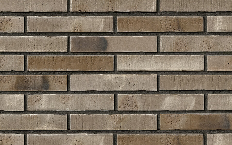 Крупный план клинкерной плитки АВС-Klinker Base grau Kohlebrand ziegelrau с шероховатой фактурой